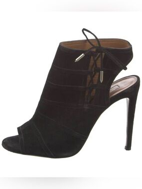 Aquazzura Suede Oui Baby Peep Toe Booties